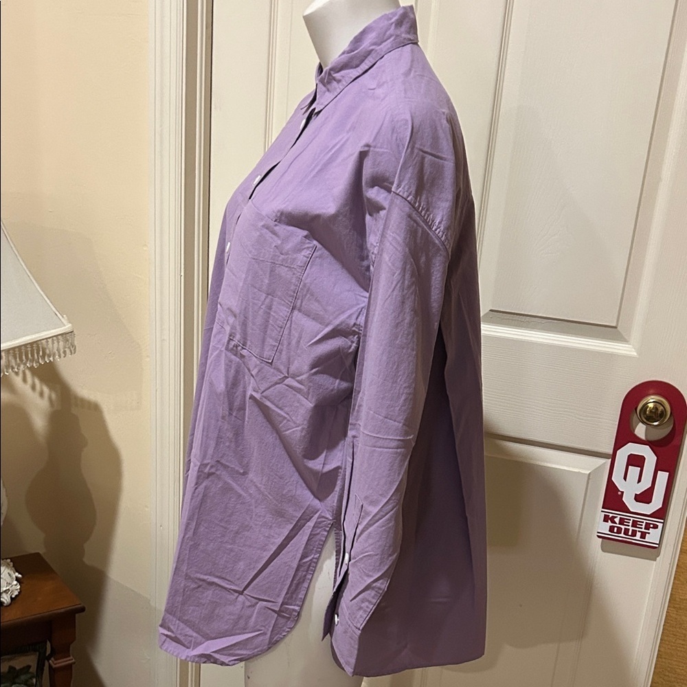 Madewell Lavender Oversized Poplin small Casual Button Down Shirt/dress - Picture 3 of 11